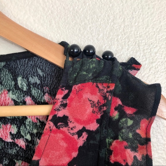 PLENTY TRACY REESE Laurete Floral Ruffle Cutout Wide Leg Jumpsuit in Black - Picture 11 of 14